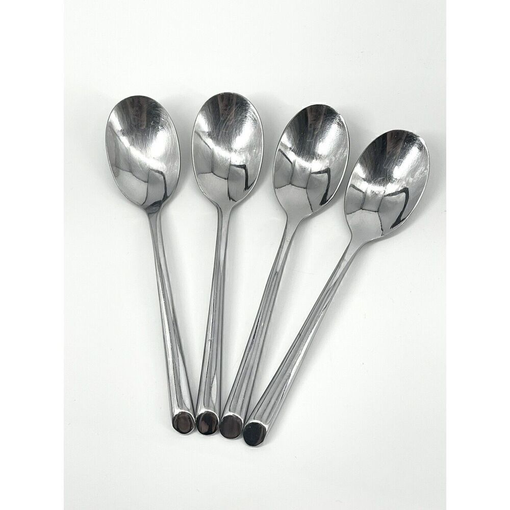 Towle Wave Stainless Steel Teaspoons Angle Tip 6.25” Glossy Set Of 4